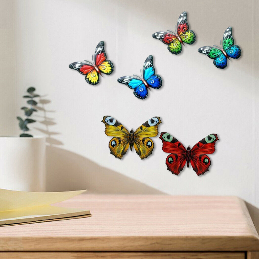 6x Metal Butterfly Wall Decor Wall Statue for Living Room Kitchen Garden