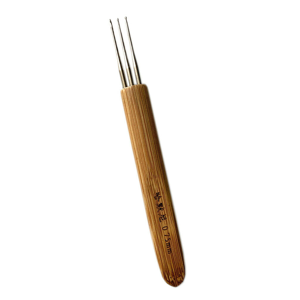 Lots 2 Natural Bamboo Triple Dreadlocks Crochet Hook Interlock Hair Needles