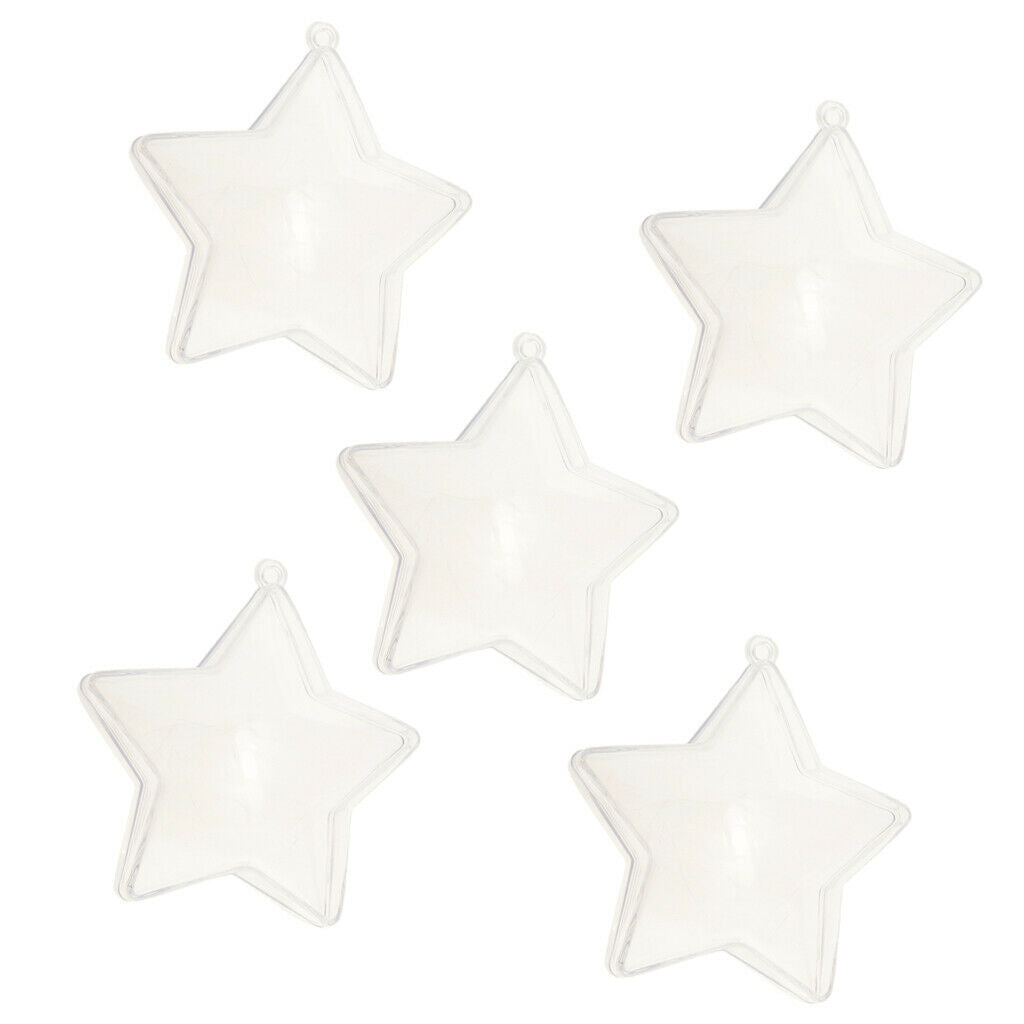 5 Pieces Star Shape Clear Refillable Plastic Ball   Tree Ornament  8cm