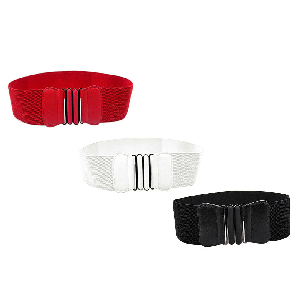 3 Pieces Womens Faux Leather Wide Elastic