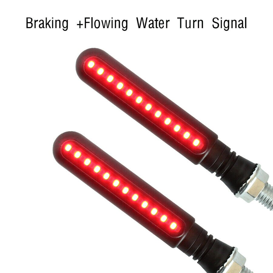 1Pair Motorcycle Flowing LED Turn Signal Indicator Flash Brake Tailight Light-US