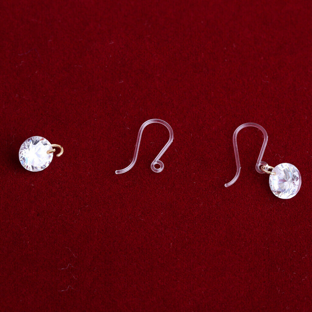 100Pcs Non-Allergenic Clear Plastic Ear Wire Hooks Earring Findings DIY Jewelry