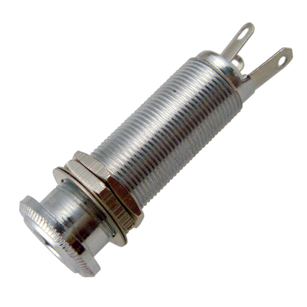 Lovoski 2xSilver Threaded Cylinder 6.35mm Jack Plug Guitar Bass Part