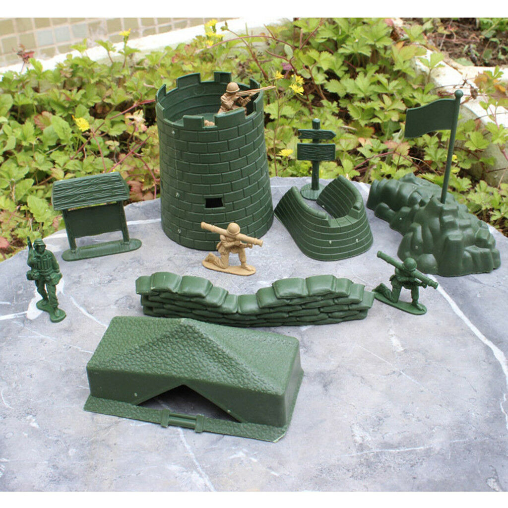 Plastic   Base Playset Army Men Soldiers Accs - 7pcs Castle Buliding
