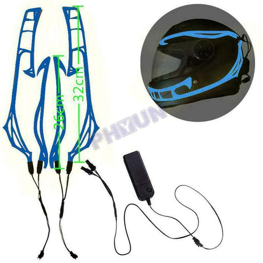 Blue LED Motorcycle Helmet Light Strip Decoration Kit Night Riding Signal Light