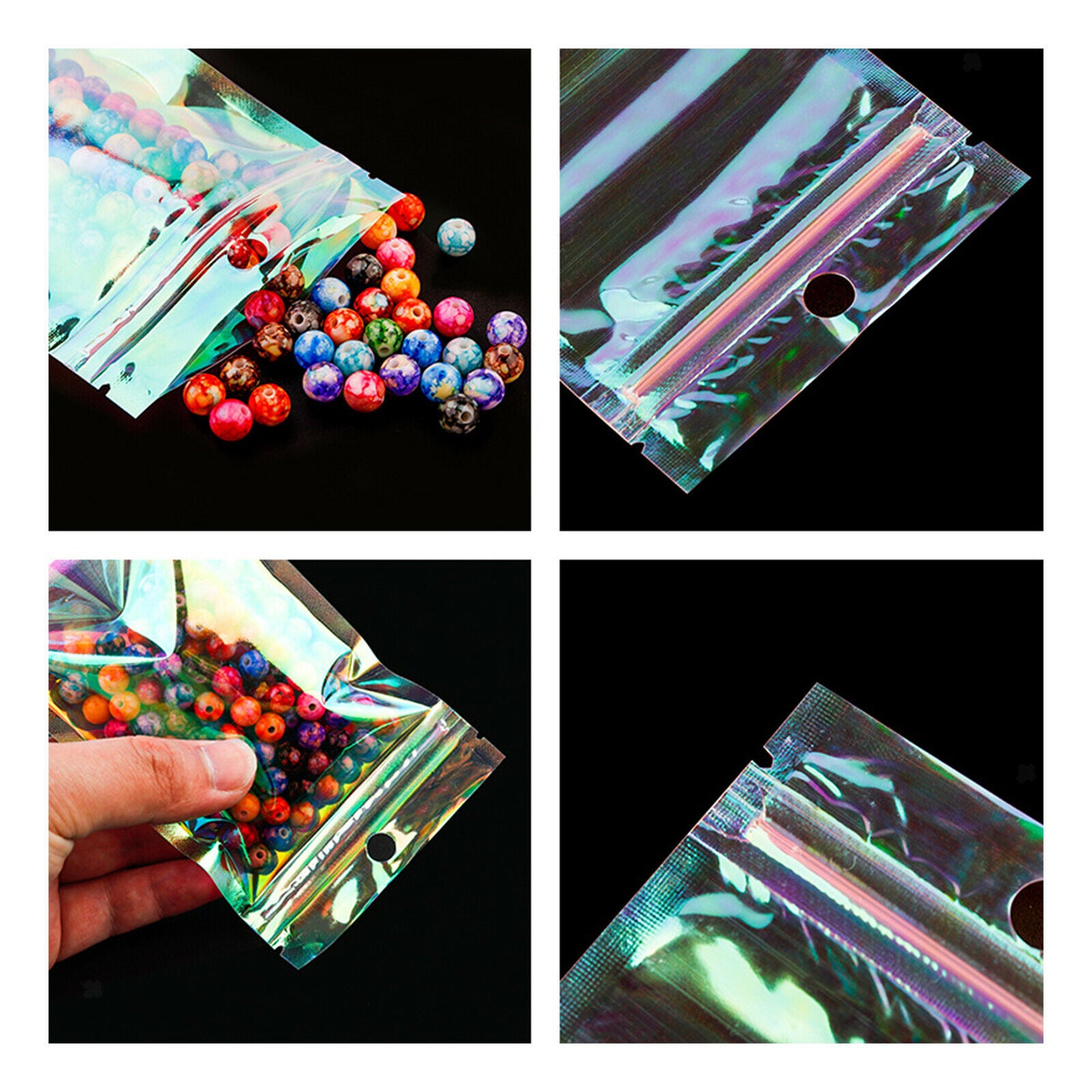 100 Pcs Iridescent  Bag Food Container Jewelry Packing Sampling