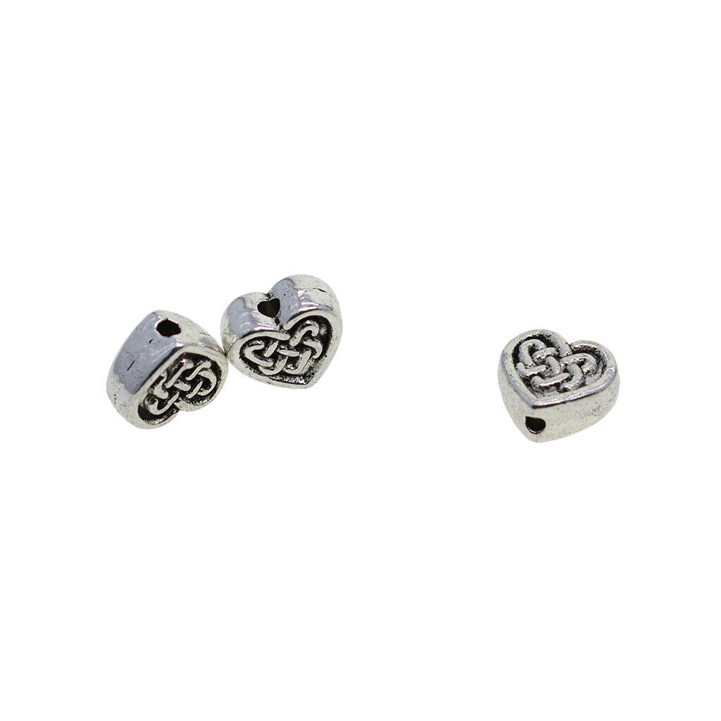Prettyia 50pcs Alloy Heart Shape Spacer Beads DIY Jewelry Making Accessories