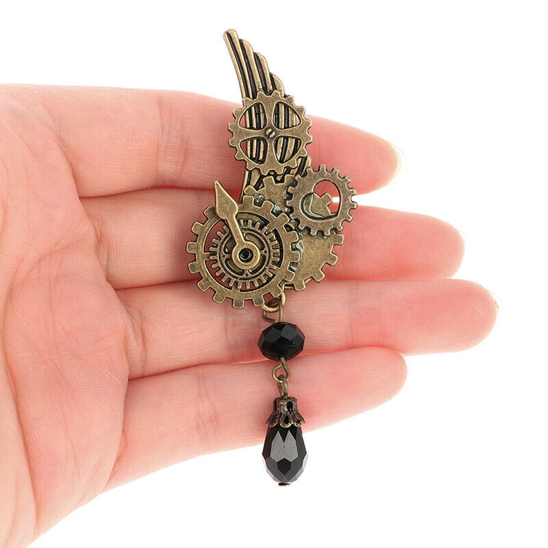 Steampunk Gears Wing Brooch Retro Punk Gothic Chest Pin For Woman ManA TH