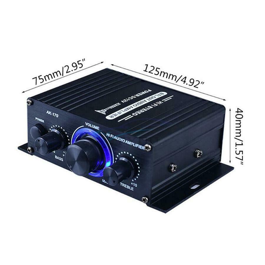 125X75X40MM 20Hz-20KHz Dual Channel Mini HIFI AUX Power Amplifier With Blue LED