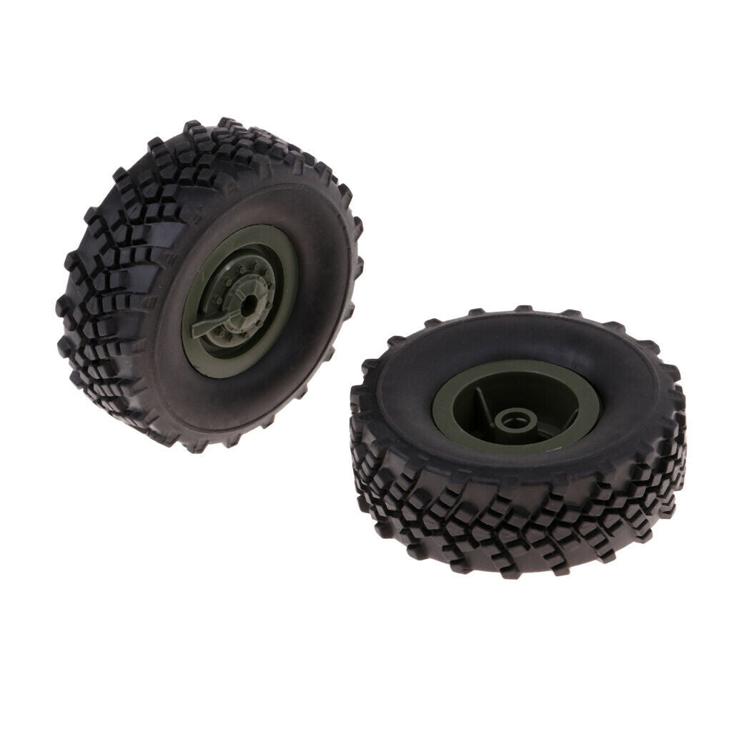 2X 4pcs Rubber Tire Tyres with Wheels for WPL 1/16 Scale Army Truck Spare Parts