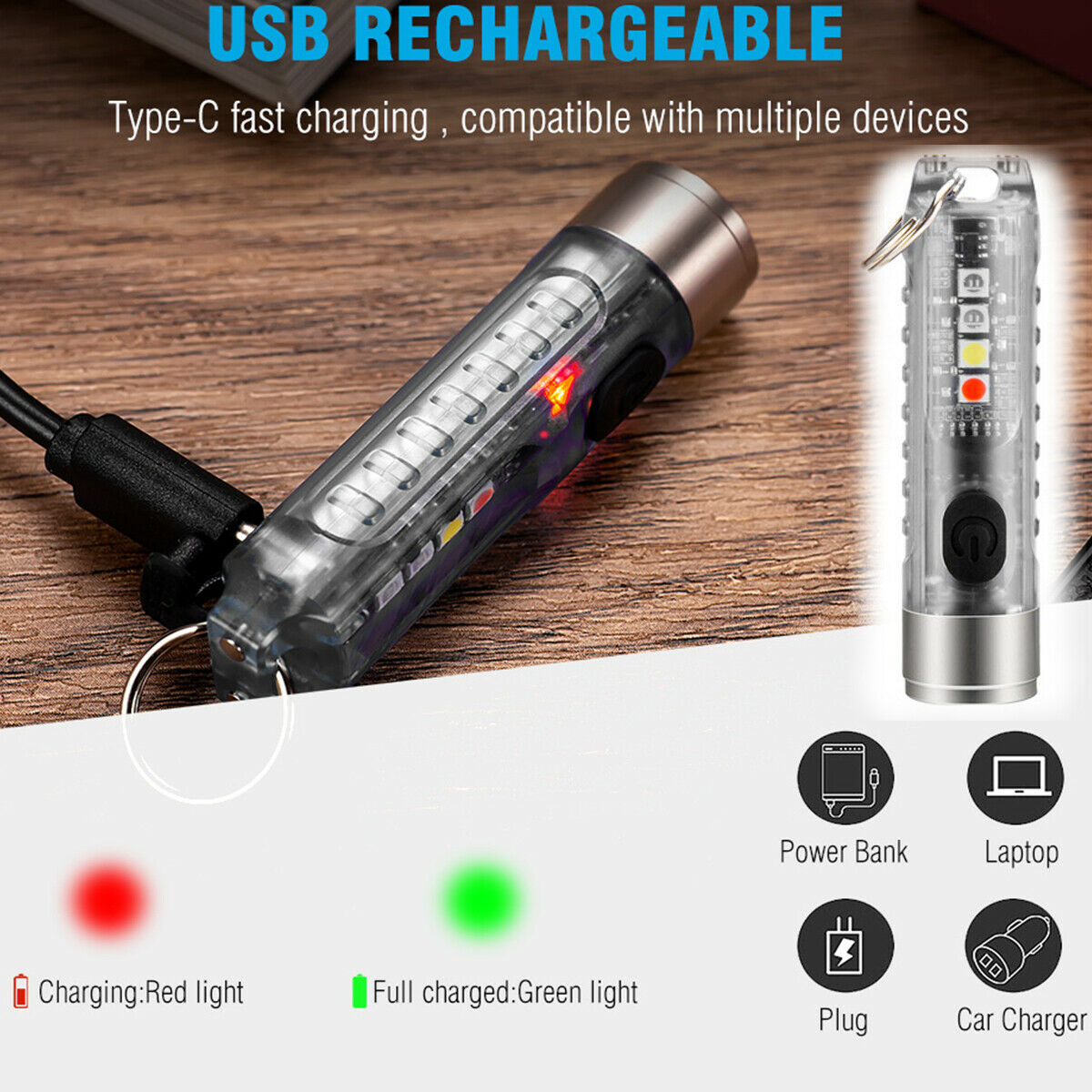 6.05×1.56cm Single-click To Switch Portable Outdoor Ultra Bright  LED Flashlight