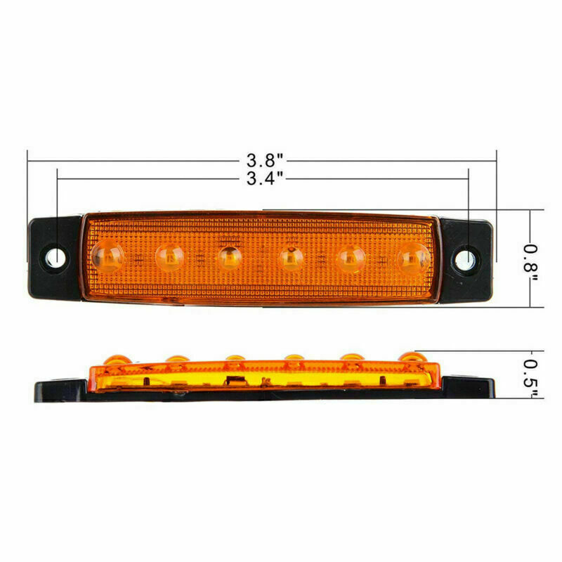5X Amber + 5X Red 6 LED Side Marker Indicator Lights Car Truck Trailer 12V 24V