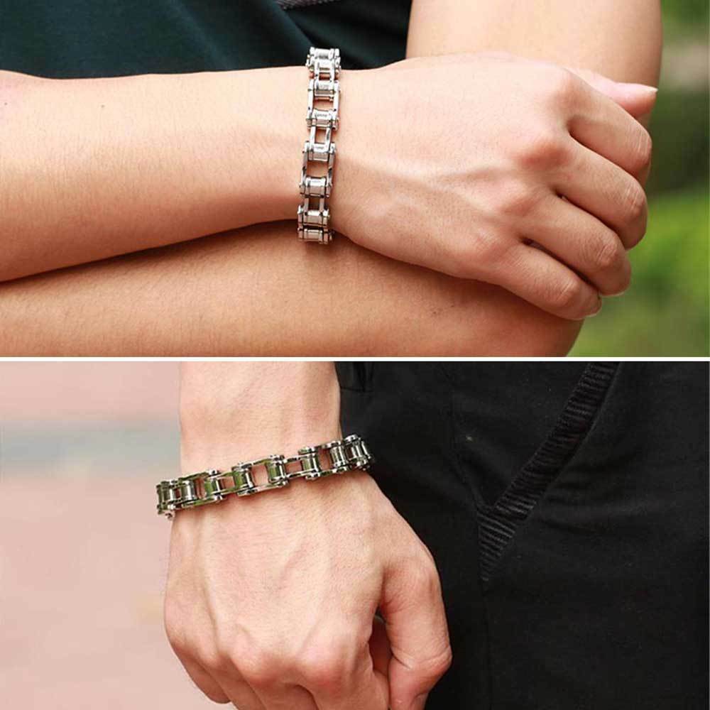 Hot Punk Stainless Steel Bracelet Men Biker Bicycle Motorcycle Chain Bracelets