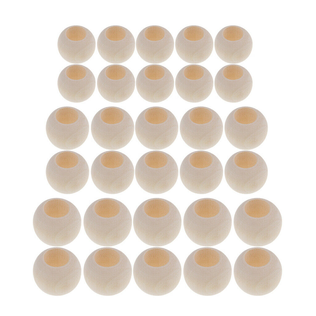 30 Pieces 10mm Wood Beads Round Wooden Loose Beads for DIY Jewelry Making