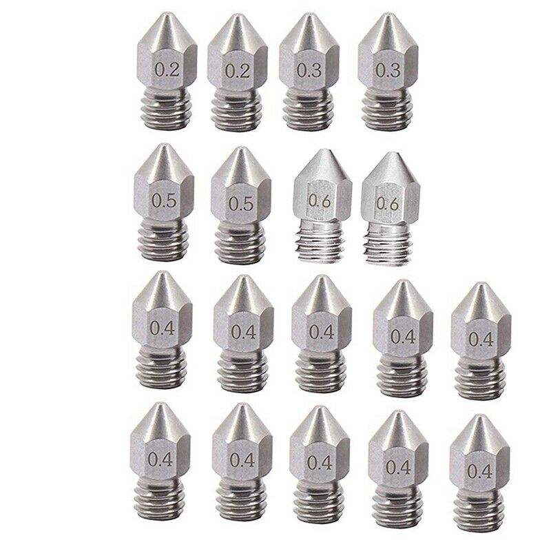 18PCS MK8 Nozzle M6 Threaded Stainless Steel for 1.75mm Filament Creality CR-1X2