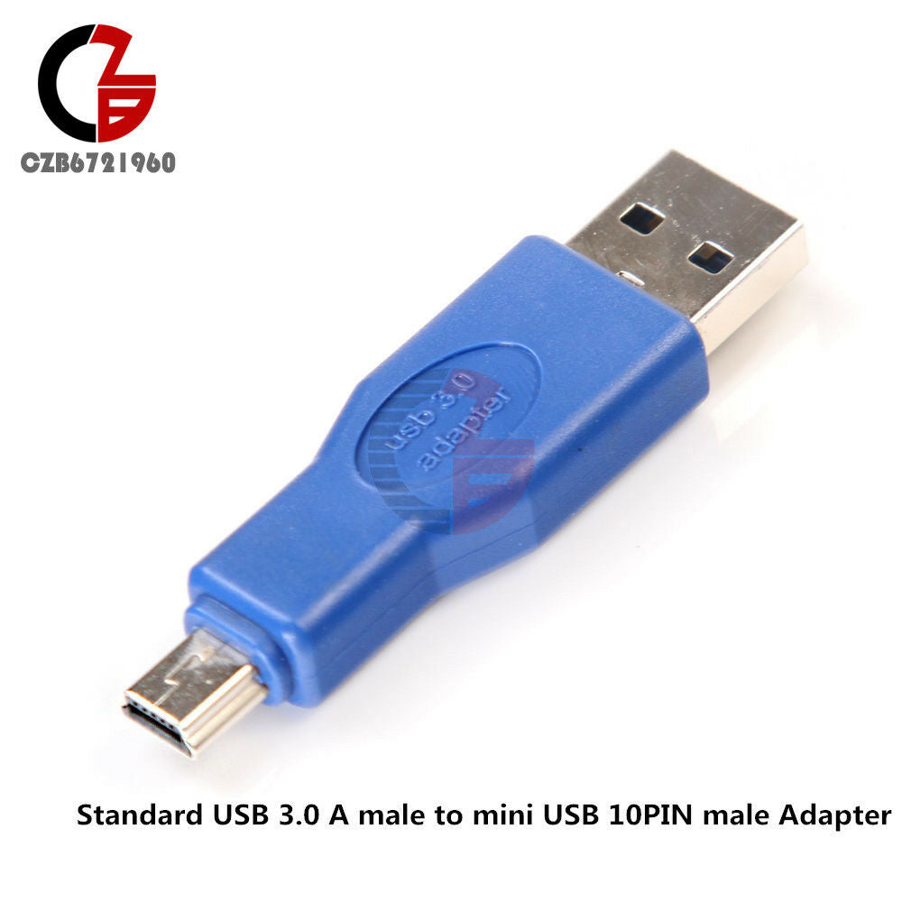 Blue USB 3.0 Male to Mini Male 10Pin M/M Data Cable Adapter Connector
