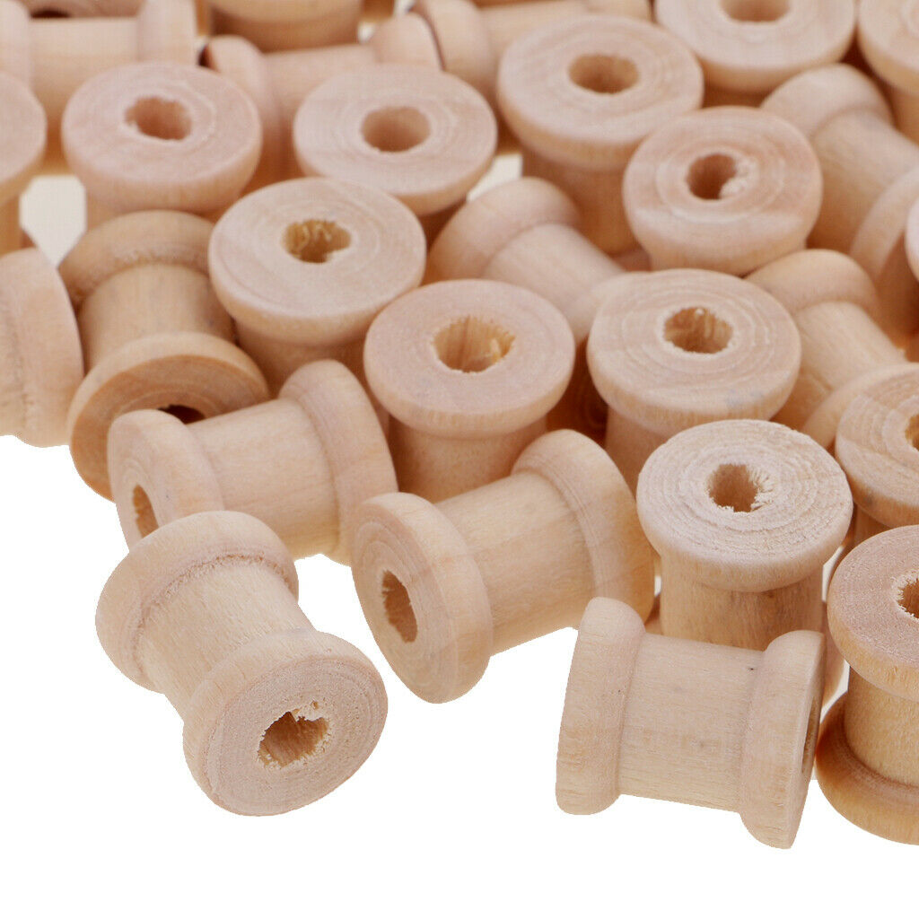 Set of 100 Wooden Sewing Tools Empty Spools Sewing Notions for Thread Trims