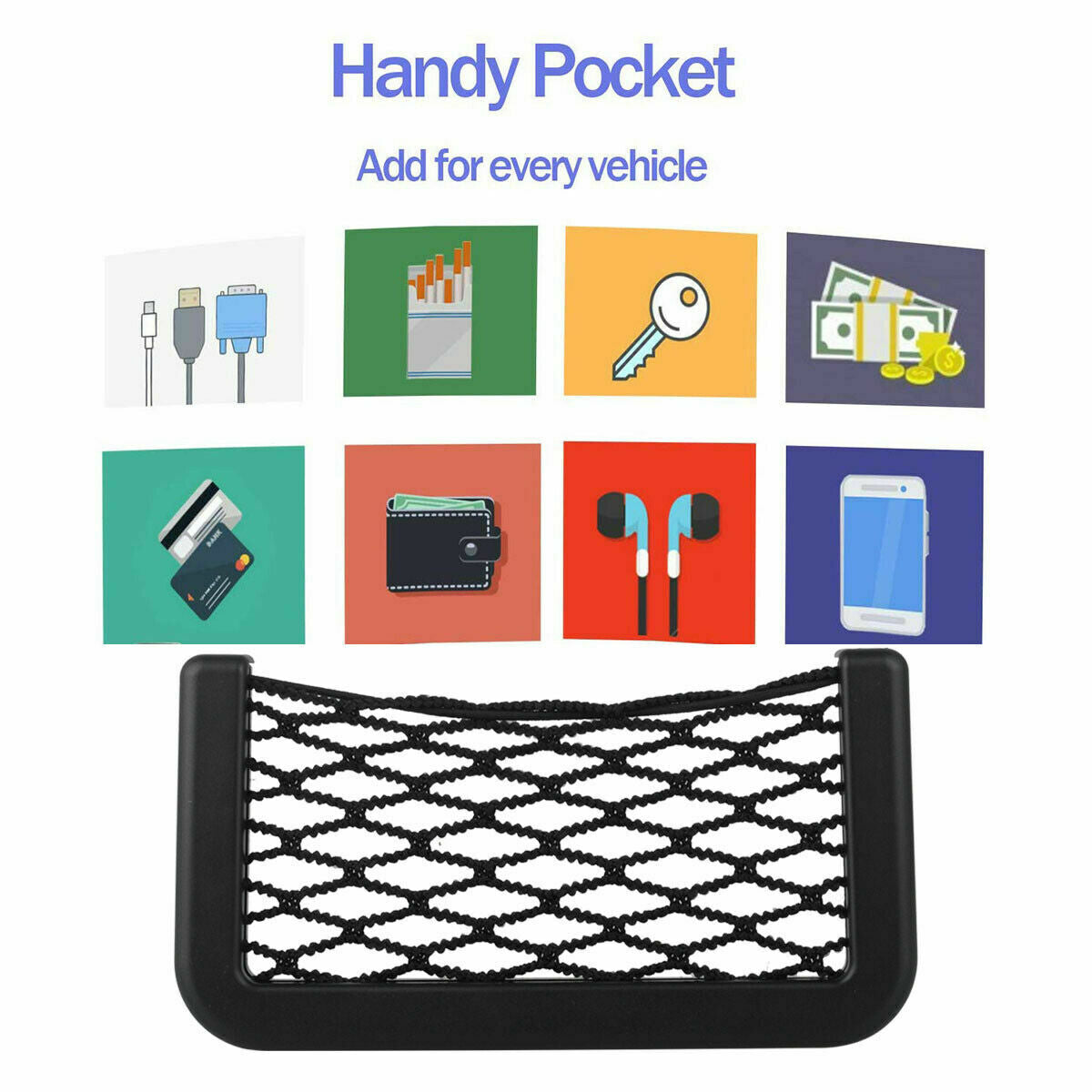 Car Net Bag Elastic Side Door Storage Pocket Phone Holder Organizer Big Size