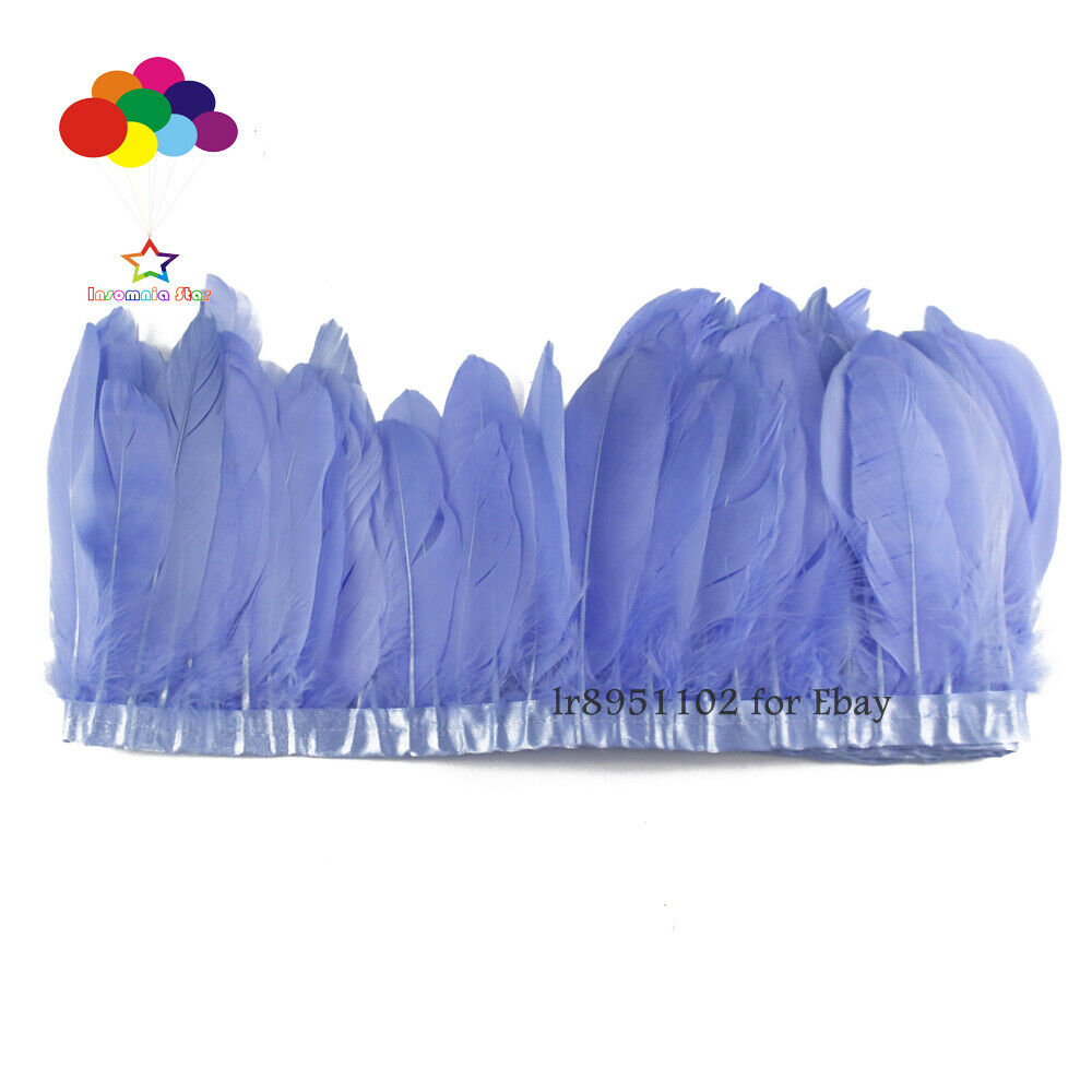 2Meters 15-17cm SkyBlue Goose Feather Trim Bride Wedding Party Decoration Ribbon
