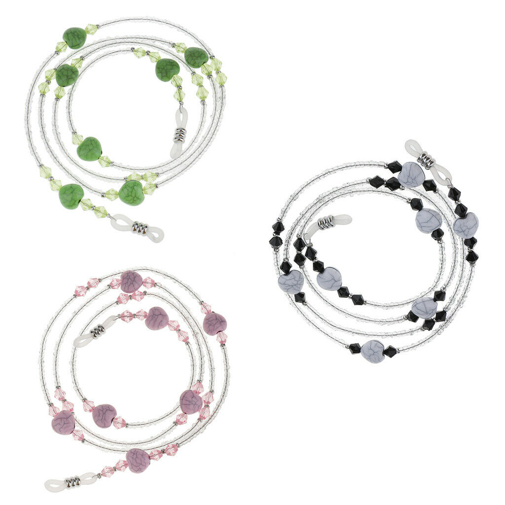 3Pcs Eyeglass Sun Glasses Cord Supporter Necklace Sunglass Neck Strap Chain