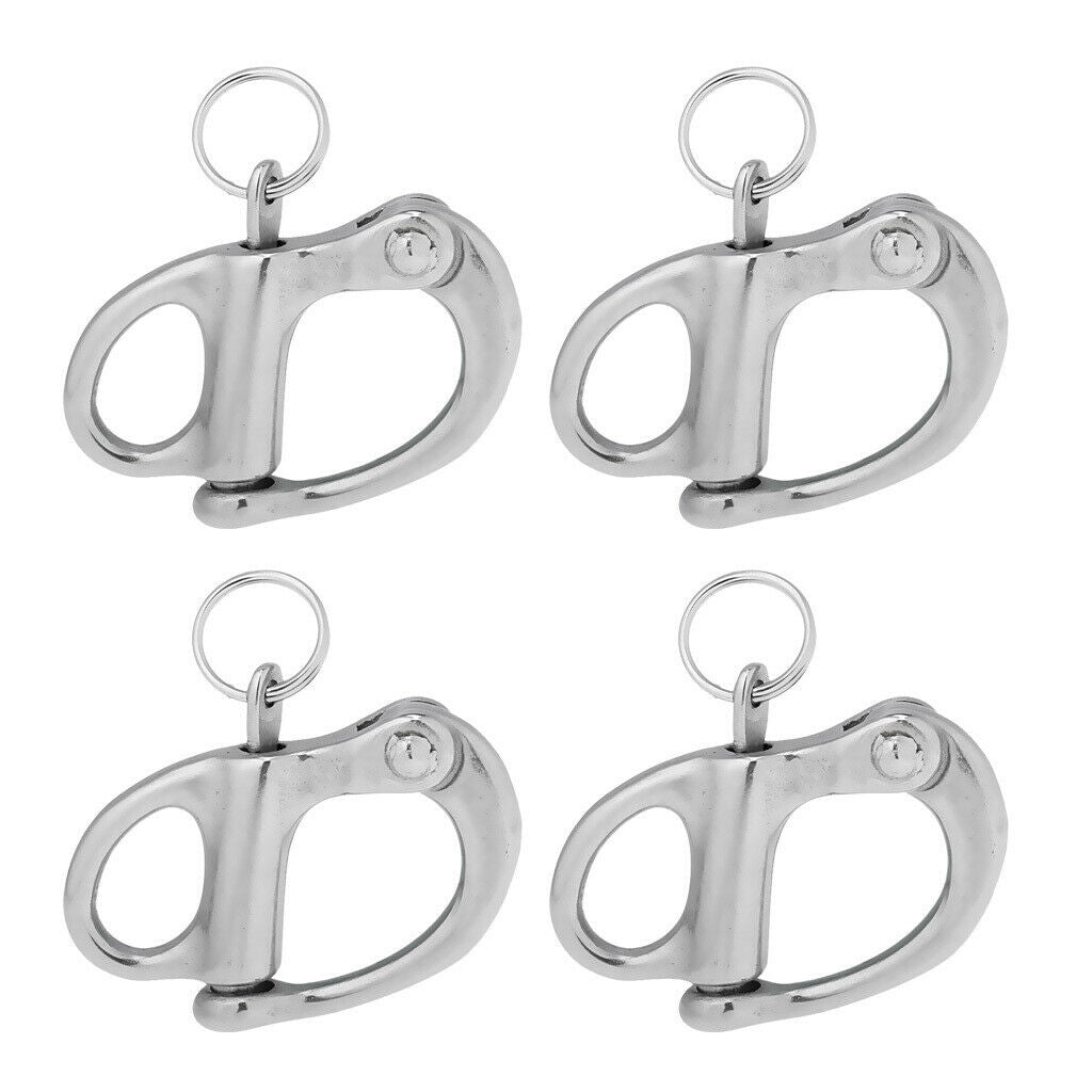 4x Stainless Steel Fixed Eye Snap Bail Shackle, 3.2 x 2.0cm/1.26 x 0.79inch