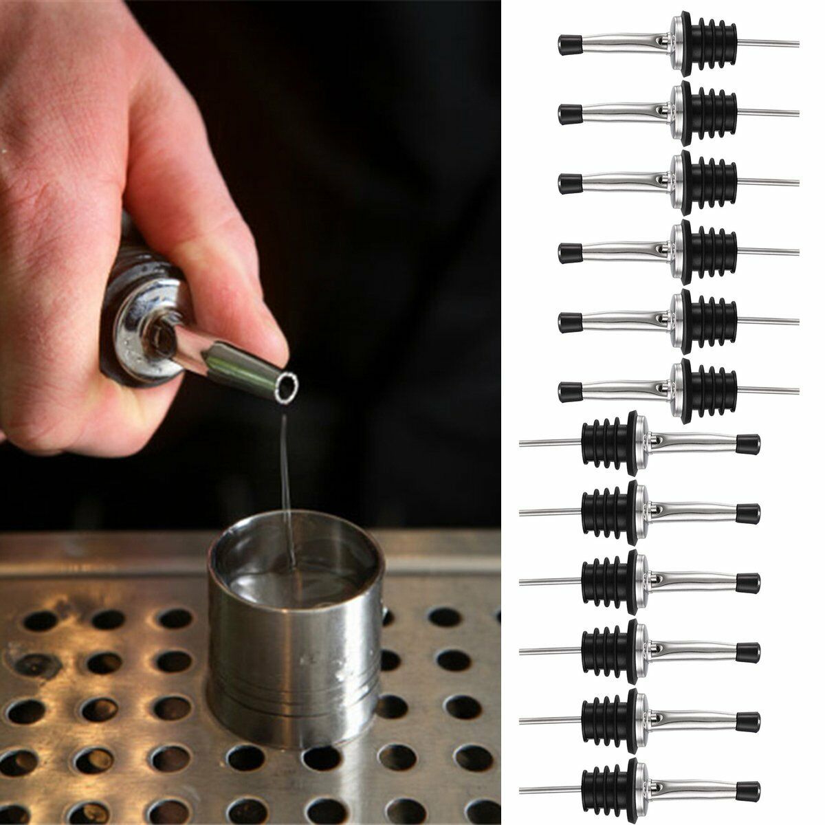 12Pcs Bottle Caps Pourers Stoppers Bar Wine Alcohol Liquor Whiskey Rubber Spout