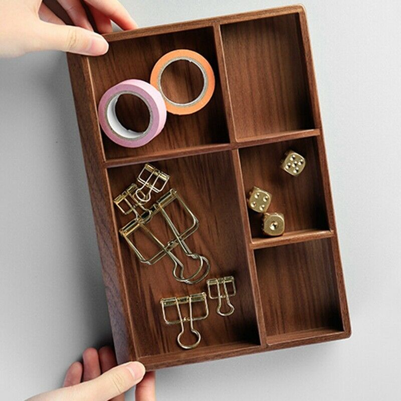 Black Walnut Desktop Storage Box Log Office Mobile Phone Key Porch Jewelry SM3Z2