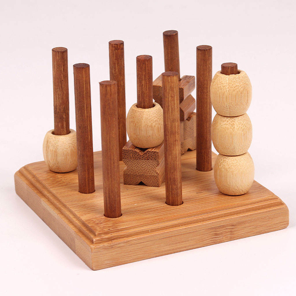 Classic Traditional Wooden Tic Tac Toe Pushing Me XO Fun Intelligent Board Game