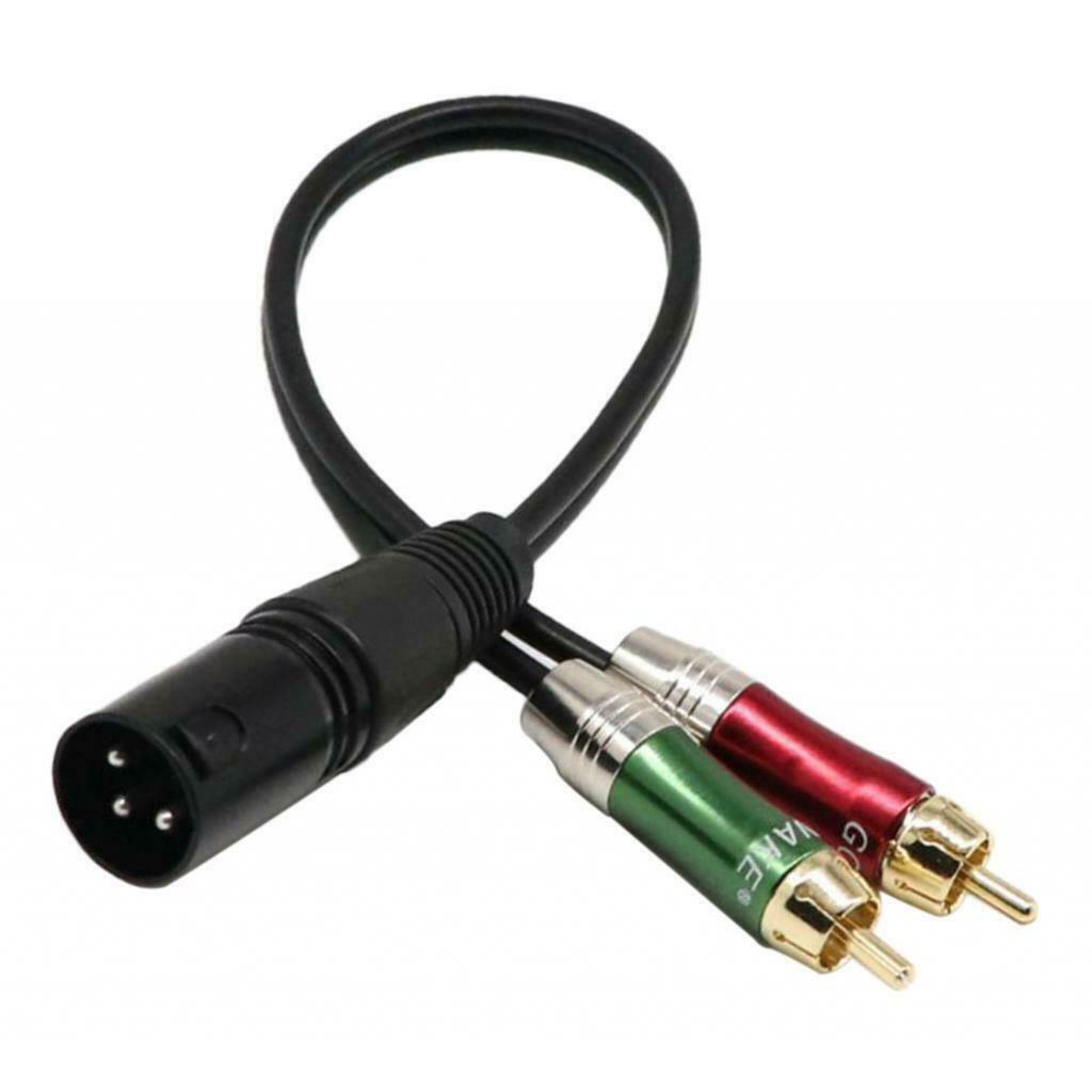Black PVC Car Audio Link Cable Cord XLR Male to RCA Male 30cm/11.81inch Length