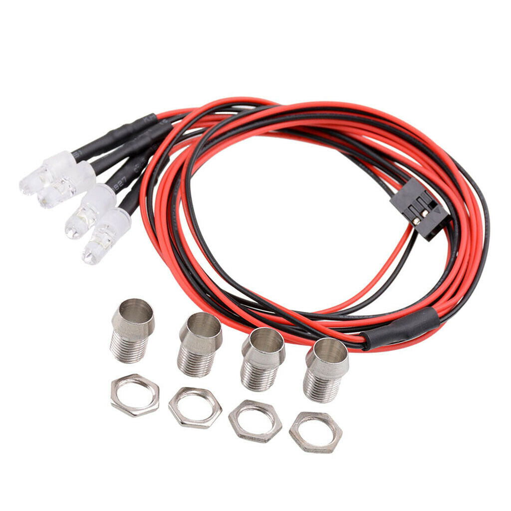 4pc RC LED Lights Headlight Spotlight for 1/5 1/8 1/10 1/12 1/16 RC Buggy