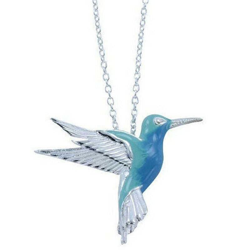 2021 Unique Style Fashion Blue Hummingbird Bird Pendant Choker Necklace J.l8