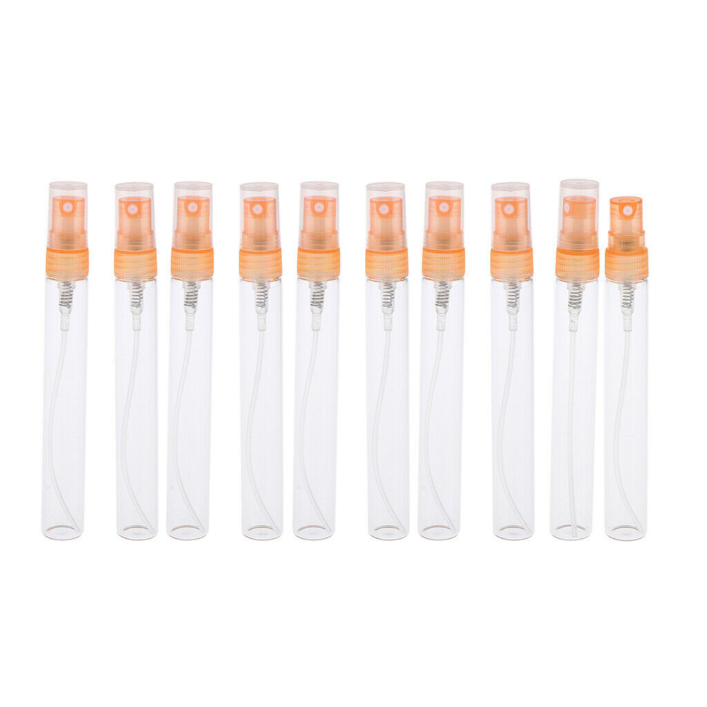 10x Empty 5/10mL Refillable Perfume Bottle Pump Spray Tube Glass Vials 10 ML