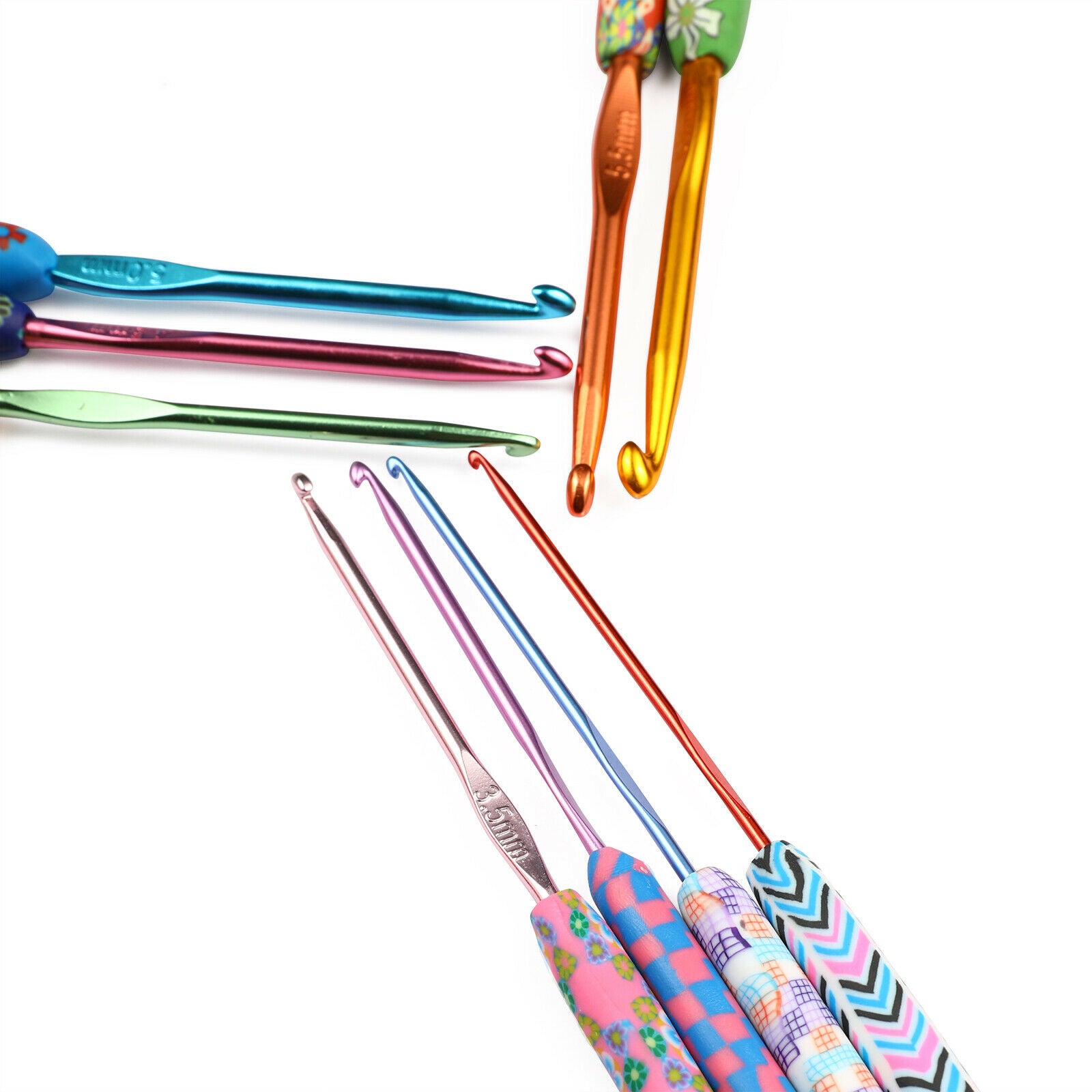 Crochet Hooks Set, 9 Pieces 2mm-6mm Soft Pottery Handles Yarn Knitting Needles