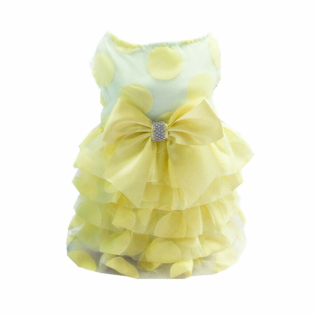 Fashionable Pet Dog Cat Korean Style Fancy Dress Wedding Costume Yellow