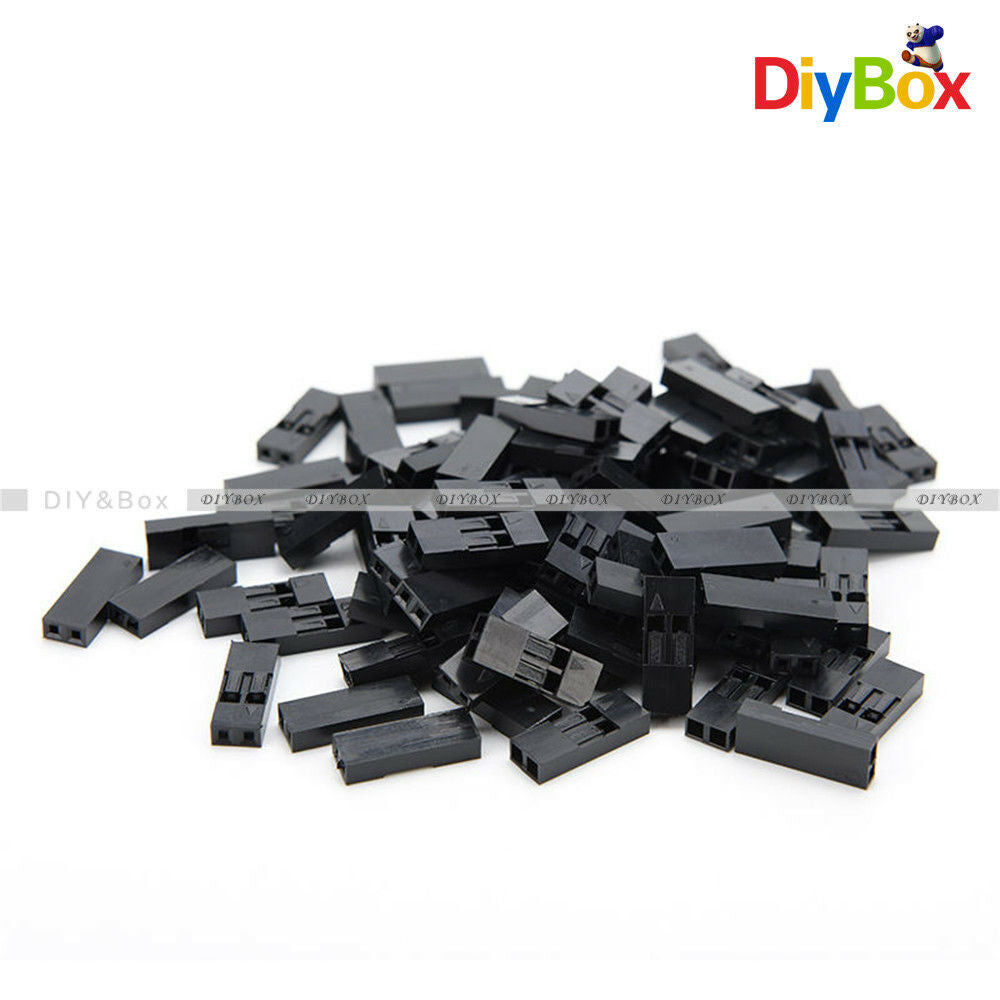 100Pcs Dupont Jumper Wire Cable Housing Female 2Pin Connector 2.54mm Pitch