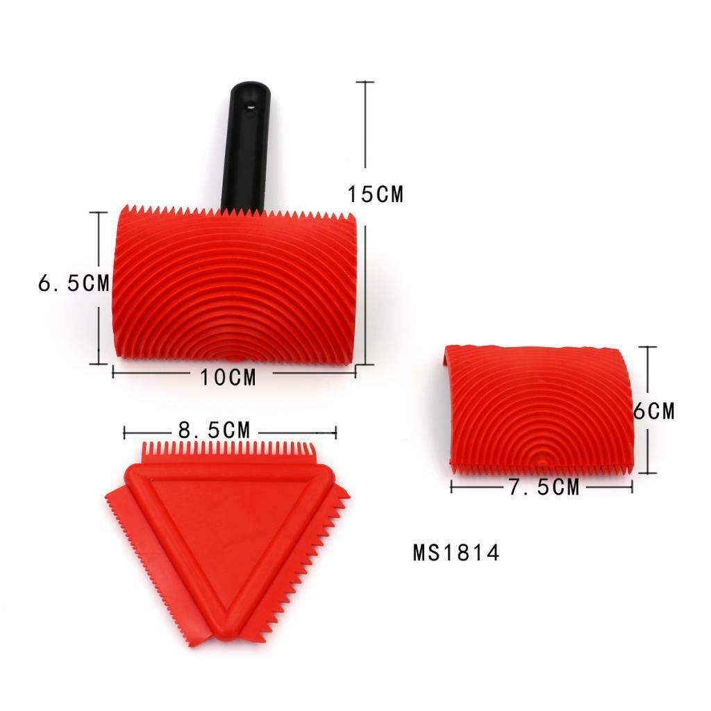 3pcs/Set Rubber Wood Grain Pattern Paint Roller Imitation Wall Paper