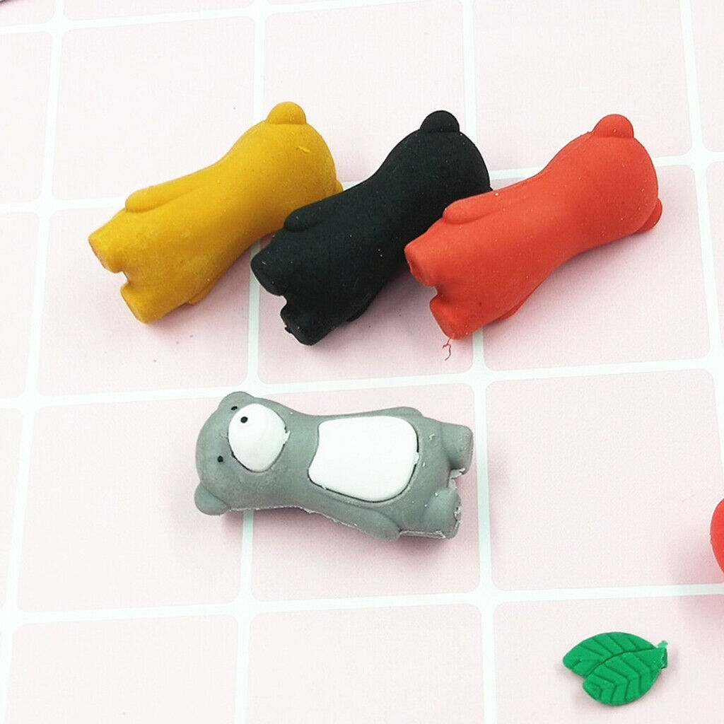 10pcs/Pack Attractive Cartoon Bear Animals Pencil Erasers for Kid Multicolor