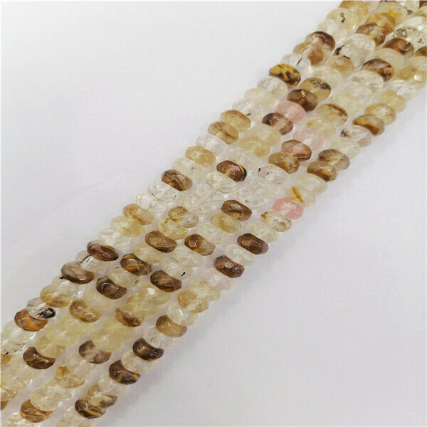 1 Strand 8x5mm Brown Fire Cherry Quartz Faceted Rondelle Spacer Beads 15" HH9320