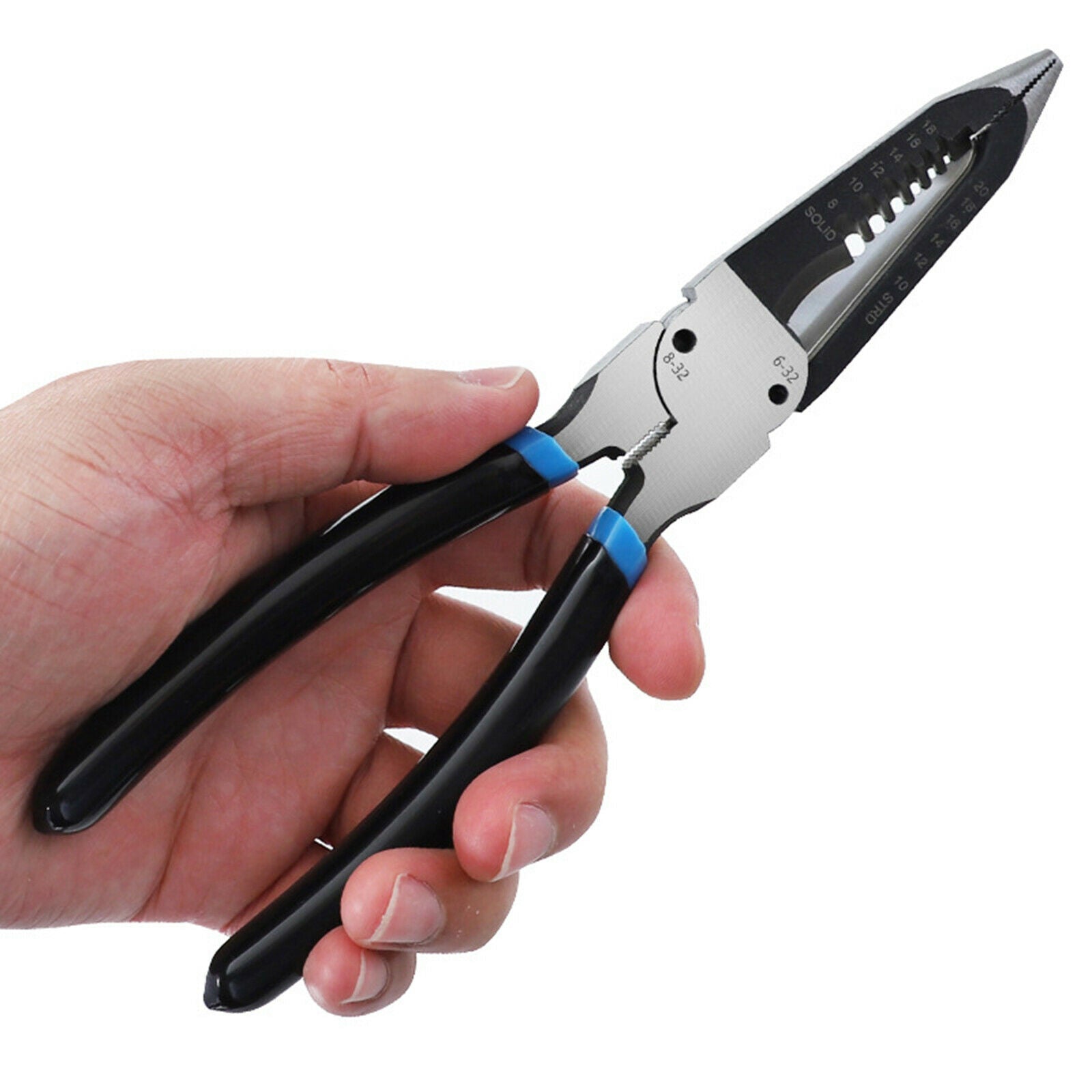8 Inch Wire Stripper Mini Needle Nose Plier Electricians Clamping Crimping
