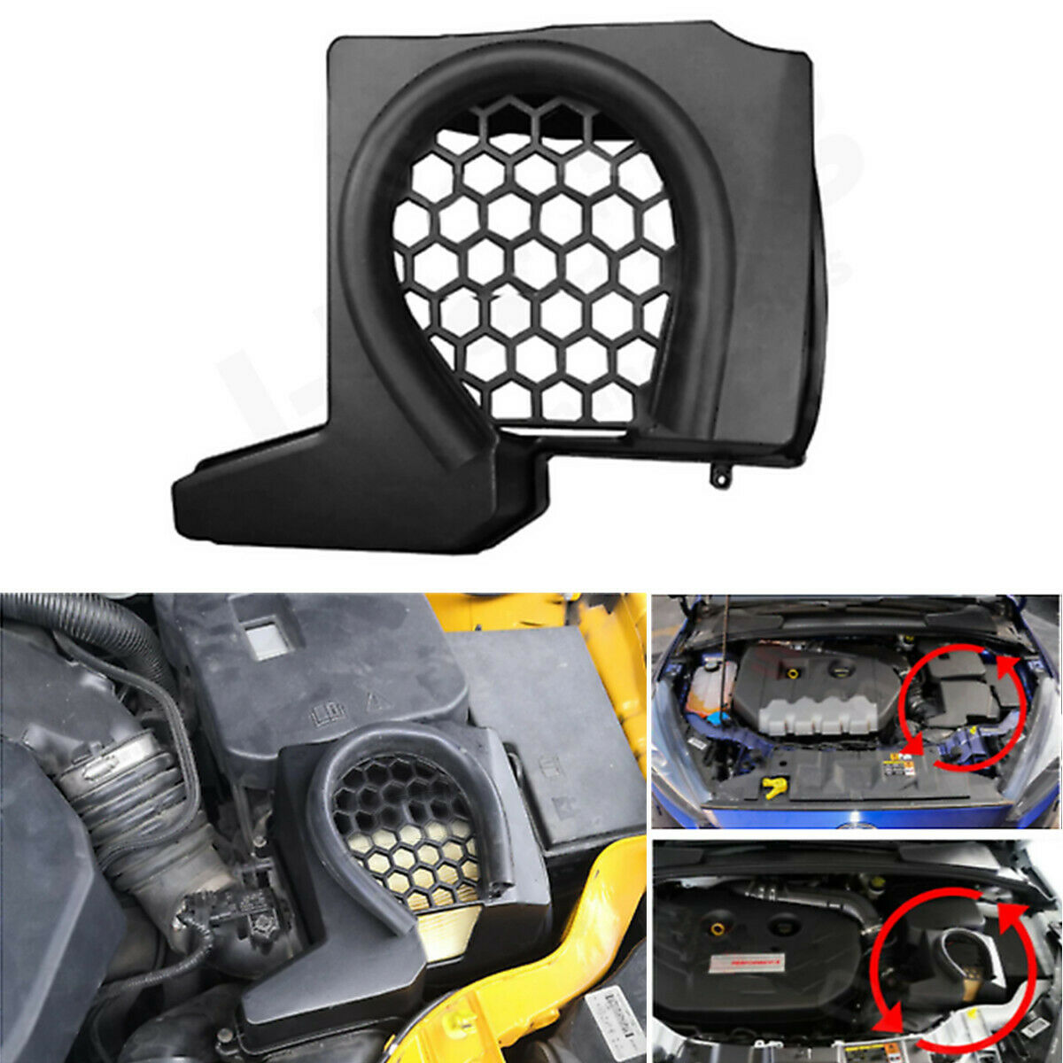 Black Intake Hood Air Filter Vent Intake Cover For 2012-2018 Ford Focus MK3 RS