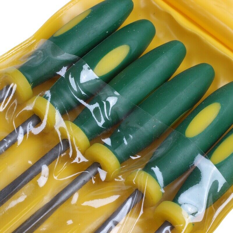 6 Pcs Plastic Handle Flat Square Round Needle Files Set T8S4S4