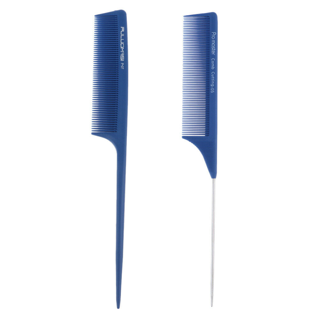 2Pcs Salon Barber Rat Tail Teasing Backcombing Combs Frizz Free Tint Brush