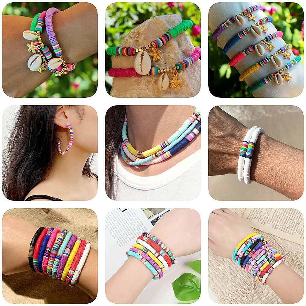 Polymer Clay Beads 5393 Pcs Pendant Set Rings for Bracelets Necklace Girls