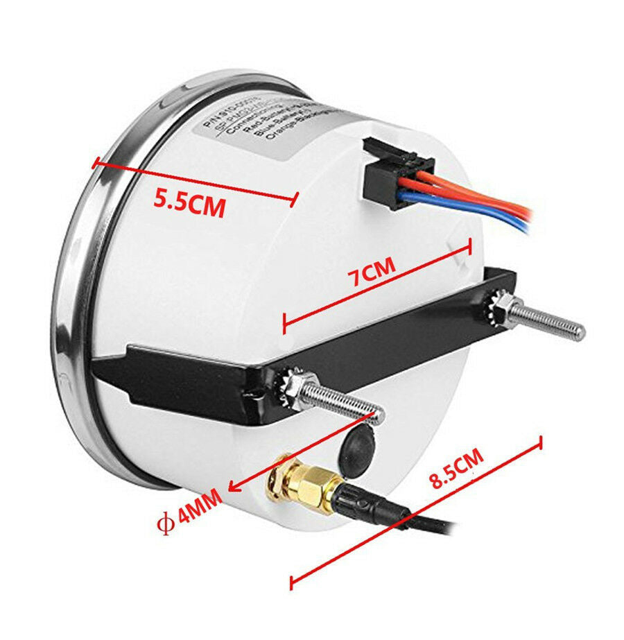 Waterproof Marine Tachometer Car Truck Boat Gauge With Hour meter 0-6000RPM 85mm