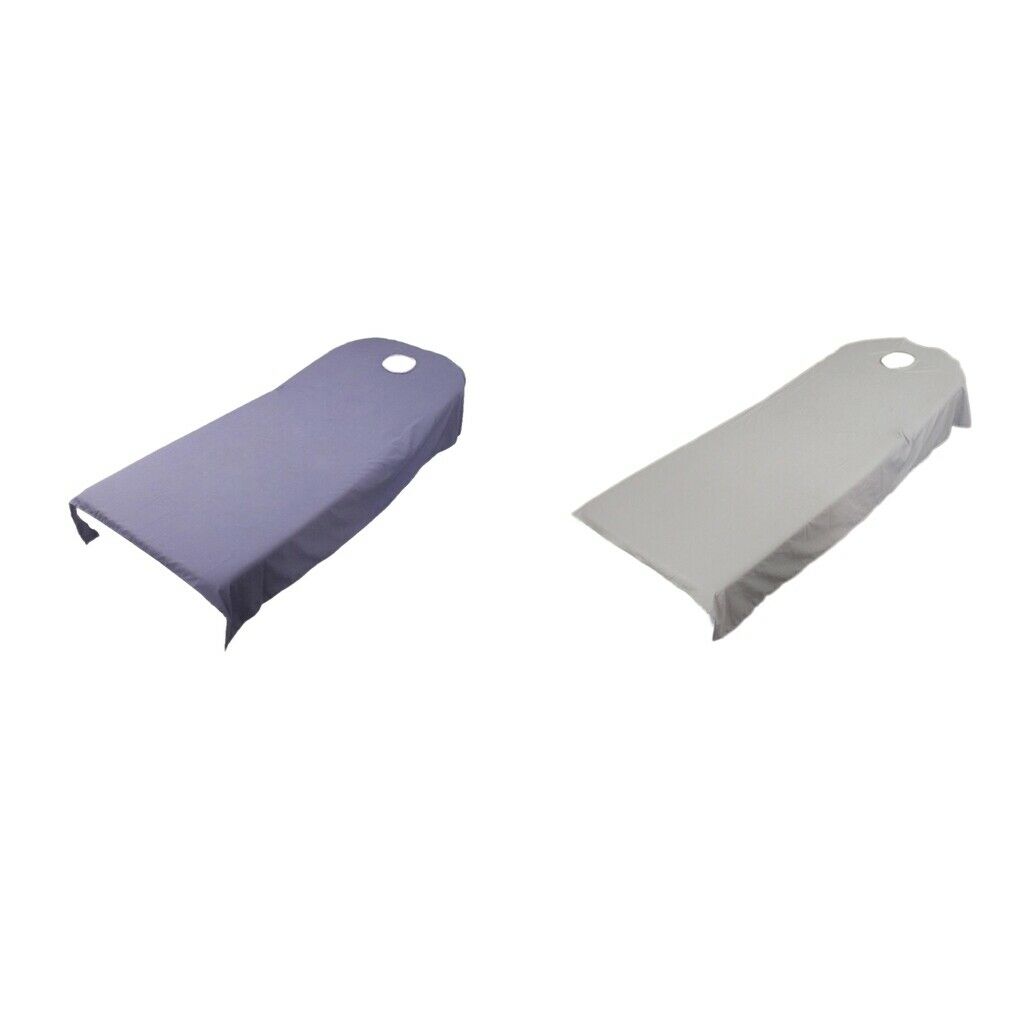2 Pieces Spa Massage Table Cover Cosmetic Hotel Beauty Bed Sheet Grey/Purple