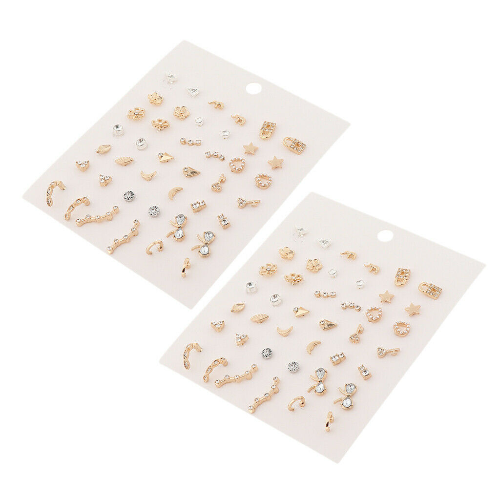 42 Pairs Fashion Korean Stud Earrings Set Round Beads Stainless Steel Jewel