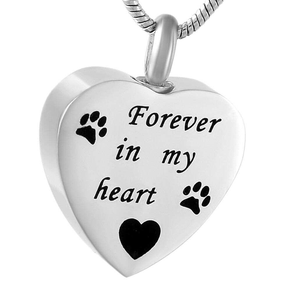 Stainless Steel Heart Cremation Urn Ash Necklace - Forever ion My Heart