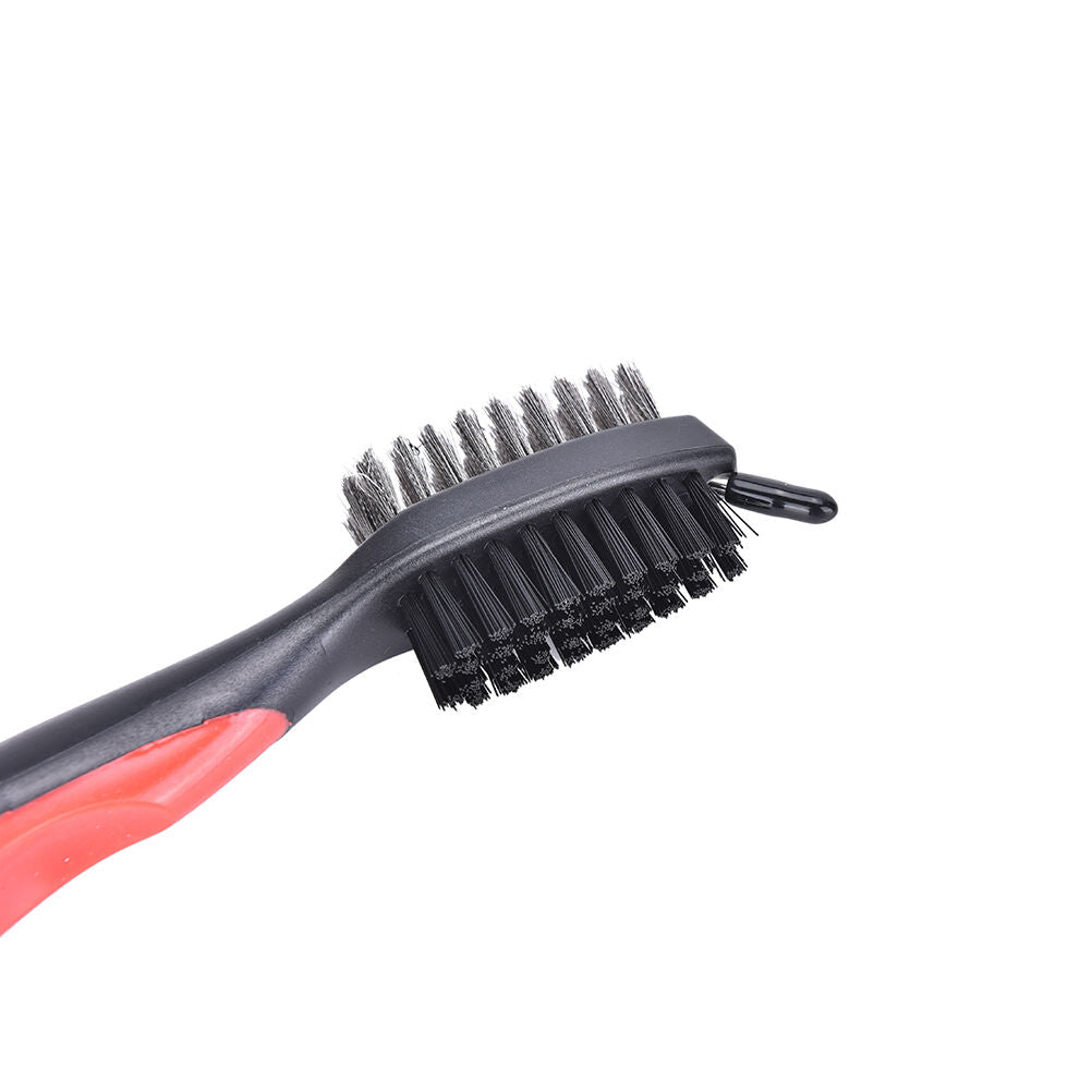 2 Side Brass Wires Nylon Golf Club Brush Groove Ball Cleaner Cleaning Tool h TH