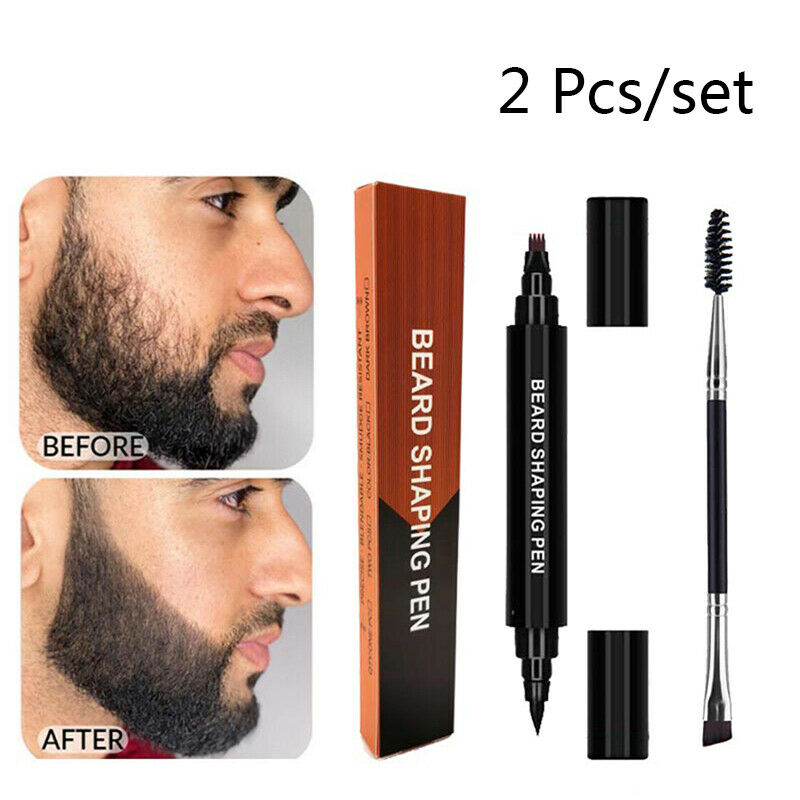 2Pcs/set Men Beard Pen Makeup Enhancer Waterproof Mustache Coloring Beard.l8