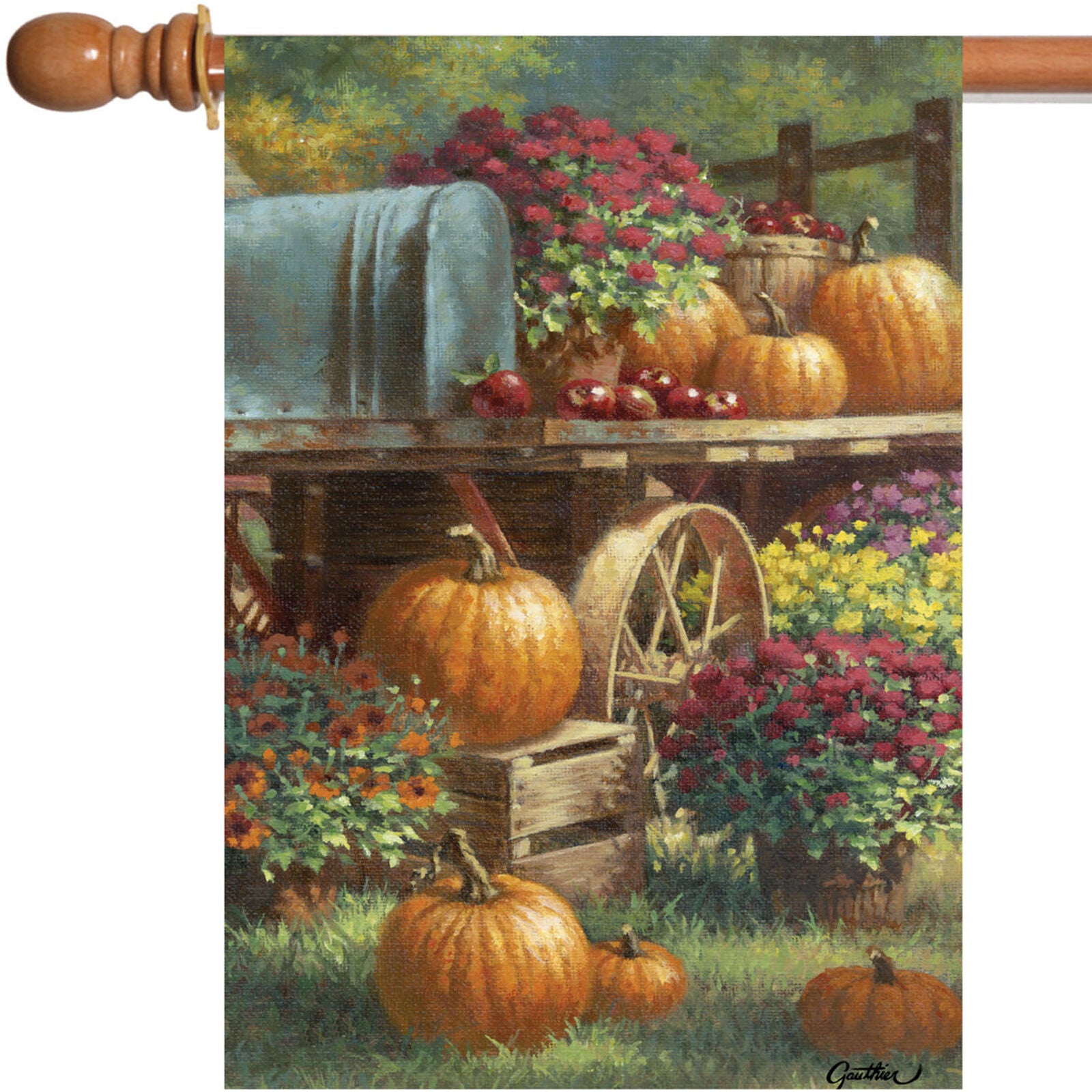 Toland Farm Pumpkin 28 x 40 Fall Autumn Farm Harvest Flower House Flag